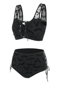 Swimsut nietoperz półksiężyc z koronki z wyściełanymi bikini zestaw kobiet moda letnie tankowane stroje kąpielowe dwa kawałki kostium kąpielowy plażowy