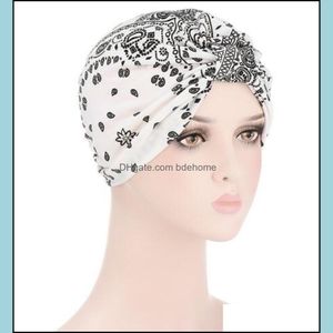 Beanie/Skl Caps Hats Hats Scarves Gloves Fashion Accessories Womens Chemo Cap Cancer Hat Flower Printed Muslim Hair Scarf Tu Ota0Q