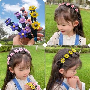 Girls Cute Flower Double Bangs Hairstyle Braided Hairbands Kids Sweet Hair Ornament Headband Fashion Accessories301D
