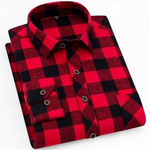 Fall Smart Casual Mäns Flannel Plaid Shirt Märke Male Business Office Långärmad Skjorta Högkvalitativa Kläder 220401