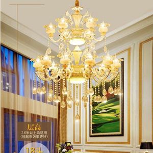 Lampade a sospensione Grande lampadario a soffitto alto Apparecchio di cristallo El Illuminazione Soggiorno Foyer Decorazioni per la casa Luce a LED E14 Lustres De CristalPendant