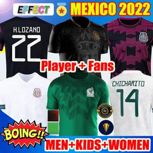 Fußball Mexiko. großhandel-Spieler Fans Version Mexiko Soccer Trikot Green New National Copa America Chicharito Lozano Carlos Vela Raul Männer Kinder Frauen Fußballhemden