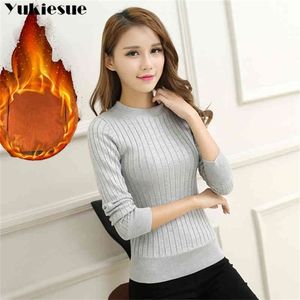 Autumn Winter Tjock tröja Kvinnor Stickad Ribbed Pullover Tröja Långärmad Turtleneck Slim Jumper Soft Warm Pull Femme 210412