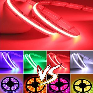 البيع بالتجزئة 5M COB RGBW LED Strip Light for Room Decor Wall Backlight TV RA90 12mm DC 24V Tape Lights Ribbon 784 LEDS/M Dimmable