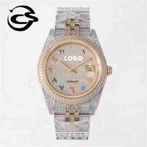 Uxury Watch Data GMT Luksusowa nurka marka mechaniczna 904L Steel ETA 3255 Ruch 126333 Dwucie lód Kostka Gypsophila Arab Diamond Watch