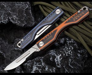 New Artwork Carving Knife 440C Satin Blade G10 Handle EDC Pocket Folding Knives Keychain knifes K1604