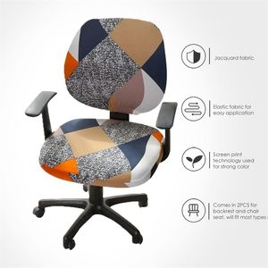 Copertina di sedia per computer stampata spandex Office Chair Cover 2 pezzi impostati per la sedia e Base 220513