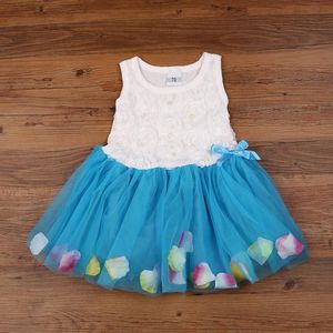 Girl's Dresses Summer Baby Girls Sleeveless Born One-Piece Dress Petal Rose 0-2years Girl Baptism Infant Clothing PearlGirl's