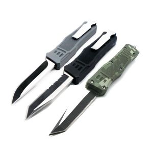 616 7inch Black Grey Camo Handle Pocket Knife 440C Blade Double Action Fixed Blade Hunting Tactical Edc Survival Tool Knives