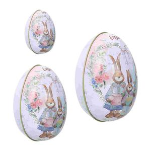 Gift Wrap 3pcs Easter Egg-shaped Candy Box Decorative Tinplate Package BoxGift