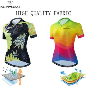 KEYIYUAN High Quality Women Short Sleeve Cycling Jersey Tops MTB Clothing Bike Shirt Mountain Bicycle Cycle Wear Quick Dry