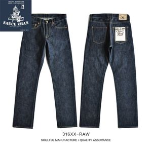 Saucezhan 316xxraw rak rå selvedge osanforiserad denim män mens jeans märke 201123