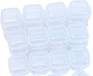 Partihandel Mini Square Storage Containers Box med gångjärnslocket klara öronproppar Plastiska transparenta lådor för pärlsmycken