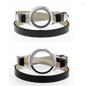 Bracelets de charme 1pc Wrap Bracelet Locket com herança de couro pu PU 18 cores podem escolher Fawn22