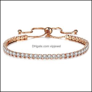 Wholesale gold tennis bracelet womens for sale - Group buy Tennis Bracelets Jewelry Crystal Fashion Women Elegant High Quality Mticolor Gold Sier Plated Drop Delivery Etkta