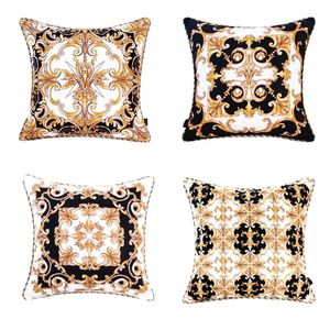 High-End Europe Style New Design Print Gold Red Pattern Wedding Cotton Pillow CUSHION Täcker Luxury 45BY45CM PALLOW CASE T200601