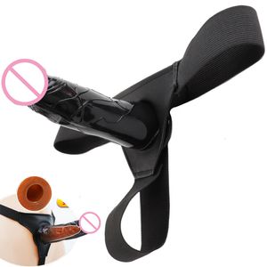 Schoenen seks speelgoed penis massager cock vibrator holle riem op dildo voor mannen vrouwen kunstmatige realistische extensie strapon kabelboom riem draagbaar