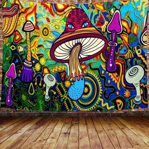 Psykedelisk svamp mattvägg hängande boho dekor tyg tapestries mandala blad hippie j220804