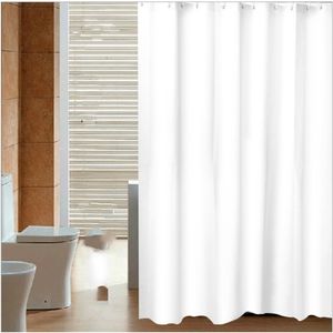 Waterproof Solid PEVA Shower Curtain White Simple Bathroom Curtains Water Proof Bath Curtain for Homeel with Rings 210402