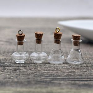 Vidro Charme Garrafa Cortiça venda por atacado-Charms Pieces Mini desejando garrafa de vidro com frascos de cortiça pendente de jóias artesanais REAGENT BOURNCHARMS
