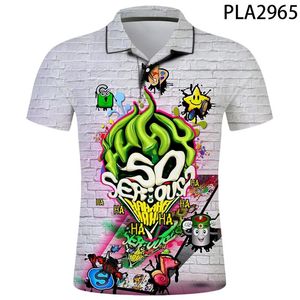 Herren Polos Sommer 3D Printed Shirt Männer Graffiti Streetwear Mode Camisas Harajuku Kurzärmel Casual Ropa de Hombre Topsmen's Herren's Men's's's's's