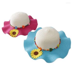 Wide Brim Hats Summer Kids Girl Casual Straw Hat Holiday Child Baby Beach Party Turnsole Sunflower Caps Sunshade Scot22