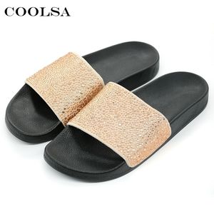 Collsa Summer Women Slippers Slies Slides Flat Soft Home Flip Flops Freemling Crystal Shoes Beach Sandals Y200423