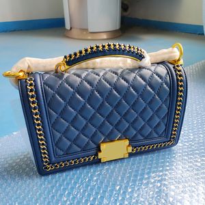 2022SsW Womens Quilted Lambskin Classic C Flap Bags Top Plait Handle With Gold Metal Tote Braid Around Bag Blue White Black Purse Large Capacity Sacoche Handbags 25CM