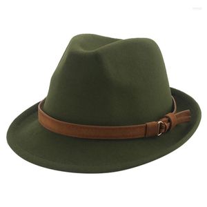 Шляпы Беретов для женщин федора Зимняя ковбойская шляпа Топ шерстяной хаки зеленый черный джазовый кеп