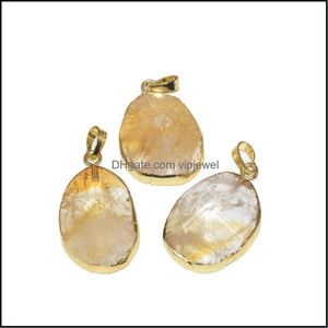 Pendant Necklaces Pendants Jewelry Natural Stone Irregar For Necklace Long Piercings Citrines Energy Y Dhvre