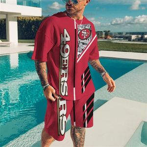 Men S Sportswear Suit Shorts Round Neck Sleeve Suit Trend 3D Printing Set Rugby Printed Clothing Sports 220613