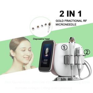 Radiotecência Microneedling Gold Microneedle Cryo Handle Novo 2 em 1 Máquina de cuidados com a pele mais face Skin Thrink Pores Equipamento de beleza com martelo frio