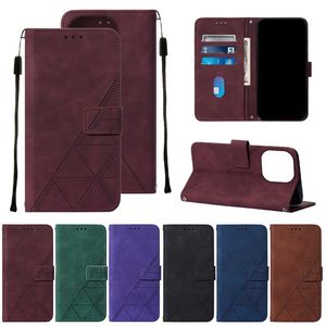 Hand Feeling Wallet Leather Cases For Iphone 14 Pro Max M53 5G M33 A02S 165.8MM A23 A73 A33 A53 A03 Core ID Card Slot Print Lines Business Skin Feel Holder Folio Flip Cover