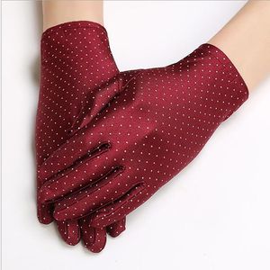 Five Fingers Gloves Fashion Polka Dots Women Spandex High Elastic Thin Summer Spring Sunscreen Etiquette Short