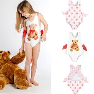 Toddler Girls Swimsuits, Baby Hawaii Clothes, Kids Bow Tie Swimwear, Children Brand Swimsuits, Cute Girl, 220425