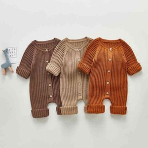 Knitted Baby Clothes Spring and Aurumn Long Sleeve Baby Boy Romper Newborn Jumpsuit Toddler Sweater Solid Baby Girl Outfits G220510