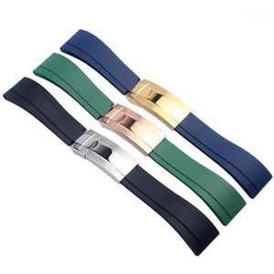 Uhrenarmbänder Hochwertiges Gummiarmband für Armband 20mm 21mm Schwarz Blau Grün Wasserdichtes Silikonuhrenband Armband