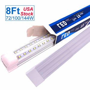 T8 conduziu luz de tubo integrado em forma de v 6 linha 144w, 14400lm, 240w equivalente, LED Loja de iluminação Cobertura clara, branco super brilhante 6500K, AC85-277V, luz de porta do refrigerador de LED