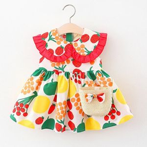 Abiti da ragazza 2Piece Summer Baby Dress Toddler Girl Clothes Casual Cute Doll Collar Flowes Princess Bag Born Abbigliamento BC201Girl's