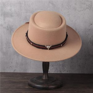 Berets Wolle Fedora Hut Fow Frauen Männer Quaste Pork Pie Gentleman Flache Bowler Porkpie Top Jazz HutBerets