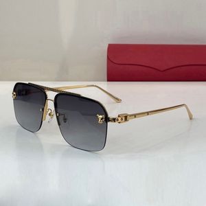 Fashion carti Designer Cool sunglasses High end Metal half frame gold silver Panther head symbol classic C de coating lens UV luxury Female accessories SIZE62-14-140