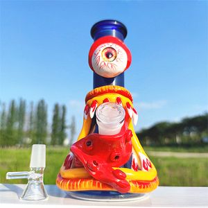 8 till 10 tum 3D Cyclone Monster Glass Bong Water Pipes Hookah Recycler Joint Reting Bubbler 14mm Bowl