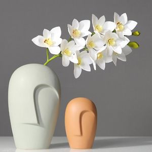 Decorative Flowers & Wreaths Luxurious Real Touch Grand Large 3D Printing Artificial Cymbidium Orchid Latex Hand Feel Fake Home Wedding Deco