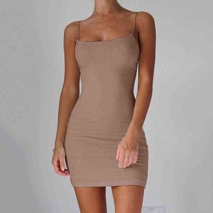 Hot Women Dress Casual Mini Evening Halter Sleeveless Bodycon Thin Dresses Ladies Solid Summer Short Dress Club Party Clothes Y220526