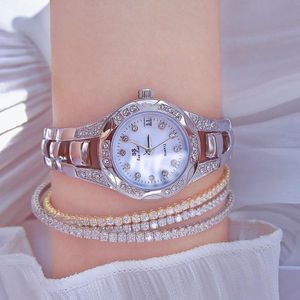 Relógios de pulso Produto BS Diamante Luxury Compact Chain Female Quartz Watch Fashion Hollow Steel Belt Calendário à prova d'água Business Clockwristwa