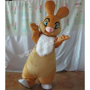 Halloween amarelo coelho mascote traje de alta qualidade roupas personagens de desenhos animados terno unisex adultos outfit natal carnaval fantasia vestido