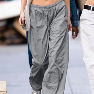 Jacqueline Grey Street Fashion Casual Pants retas mulheres verão retro cintura baixa calça de moletom cargo de calça de calça pegada y2k 220704