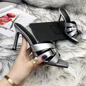 Sandals Women sandal slipper slide sexy high heels shoes luxury designer shoe for woman black genuine leather Tribute 85mm leathers sandals brands with b J230525