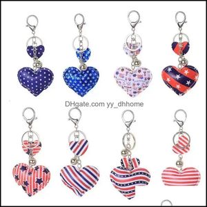 Party Favor Event Supplies Festive Home Garden Orders Heart Shape Key Ring Independence Day Flag Favo Dhzf6