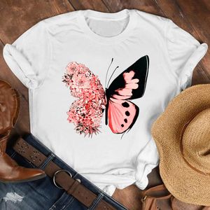 Women Lady Cartoon Butterfly Floral Elegant Fall Autumn Shirt Clothes Tshirt Tee Womens Top Female Print T Graphic Tshirt 220615